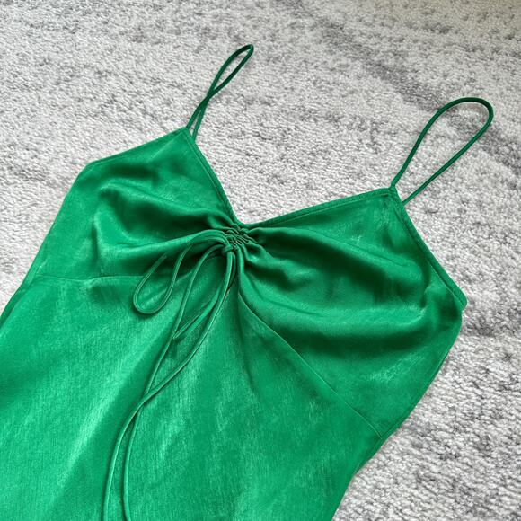Zara Satin Effect Mini Green Dress Size XS - Picture 8 of 16